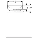 Lavabo sobre encimera serie Geberit VariForm elíptico: 55x40cm, Toma de grifo=Sin, Rebosadero=Sin, Blanco